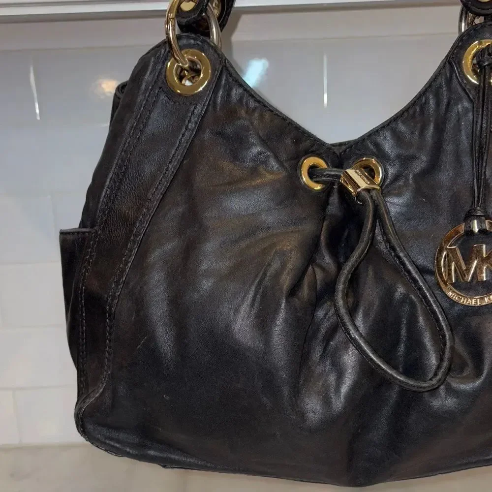 Michael Kors Bag Purse Handbag Leather Ludlow Drawstring Hobo Shoulder Bag
